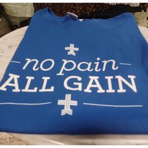Mens Gilban Royal Blue T-shirt SS L "No Pain All Gain" NWOT